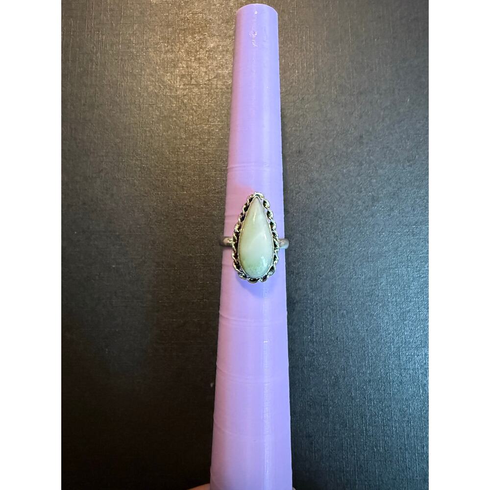 Natural Stone Prehnite 925 Silver Plated Ring 8